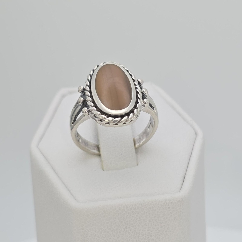 Vtg Signed MARSALA Ring 925 Sterling Silver Brown Cabochon Size 6 FREE $HIPPING!